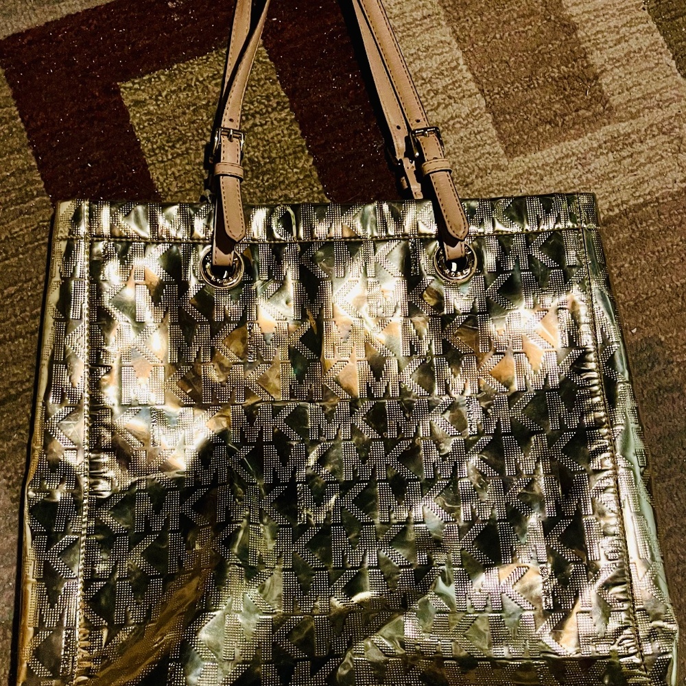 Michael Kors gold metallic tote